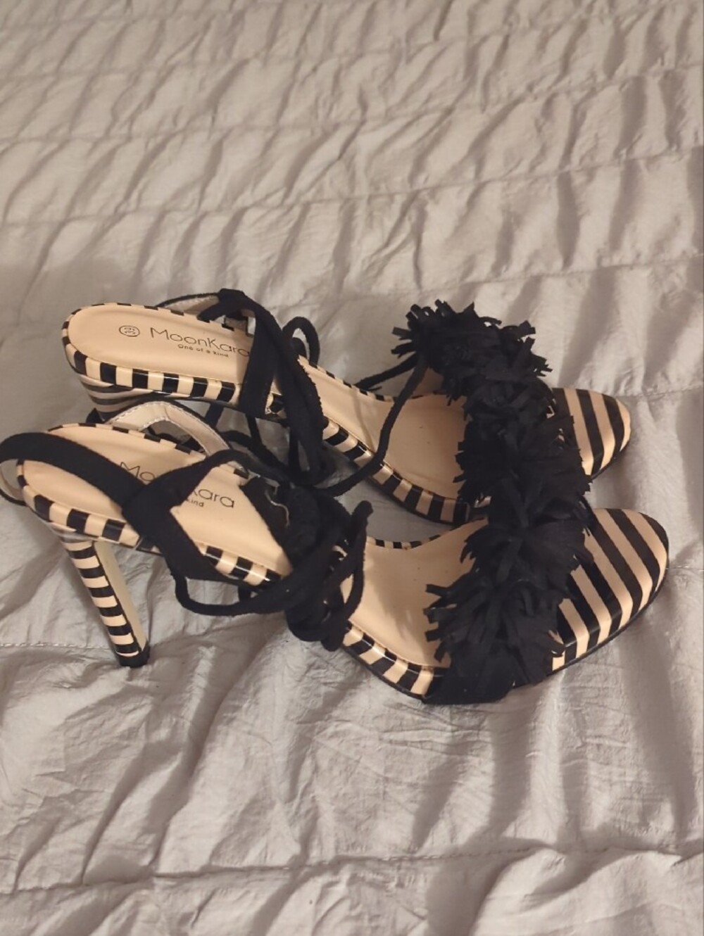 Moa Moa Black Fringe Strappy Sandals